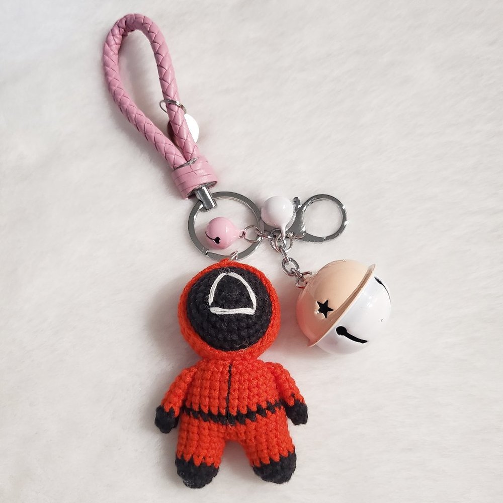 Keychain | Handmade Crochet Pink Soldiers | Squid Game |